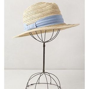 Anthropologie Chambray Trim Rancher Hat
